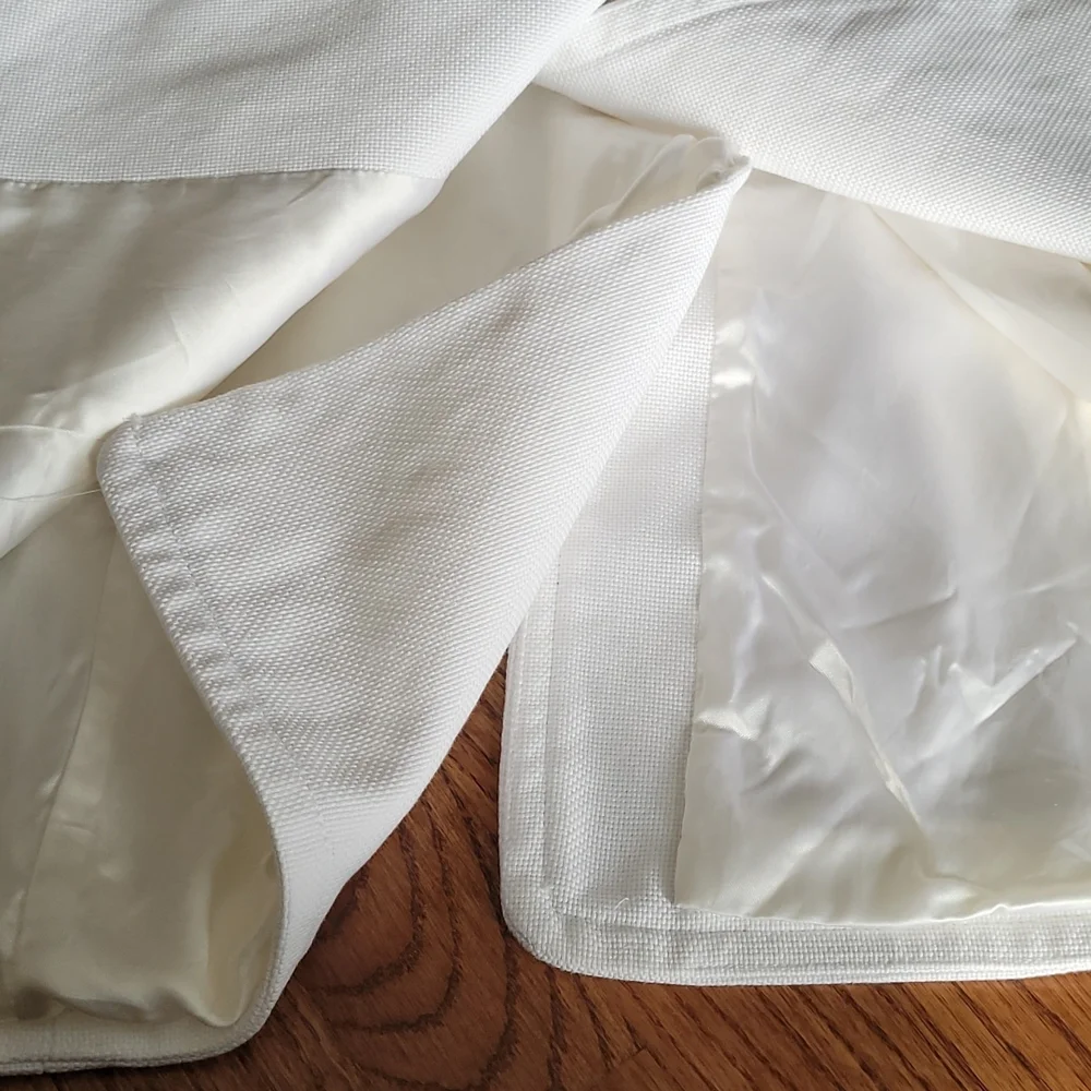 Banana Republic Large Petite Poplin White Lined Spring Button Coat - Picture 12 of 14